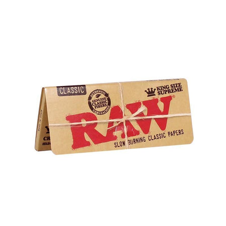 RAW rolling Papers - King Size Supreme packaging front view, featuring classic design and slow burning quality.