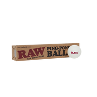 Raw Ping Pong Balls packaging with a single RAW ping pong ball, showcasing high-quality fun.