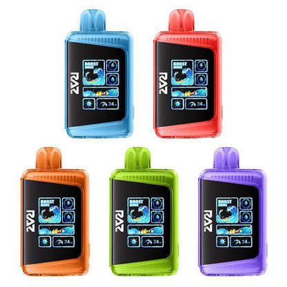 RAZ LTX 25K Punch Edition disposable vapes in colorful designs featuring a digital display and unique flavors.
