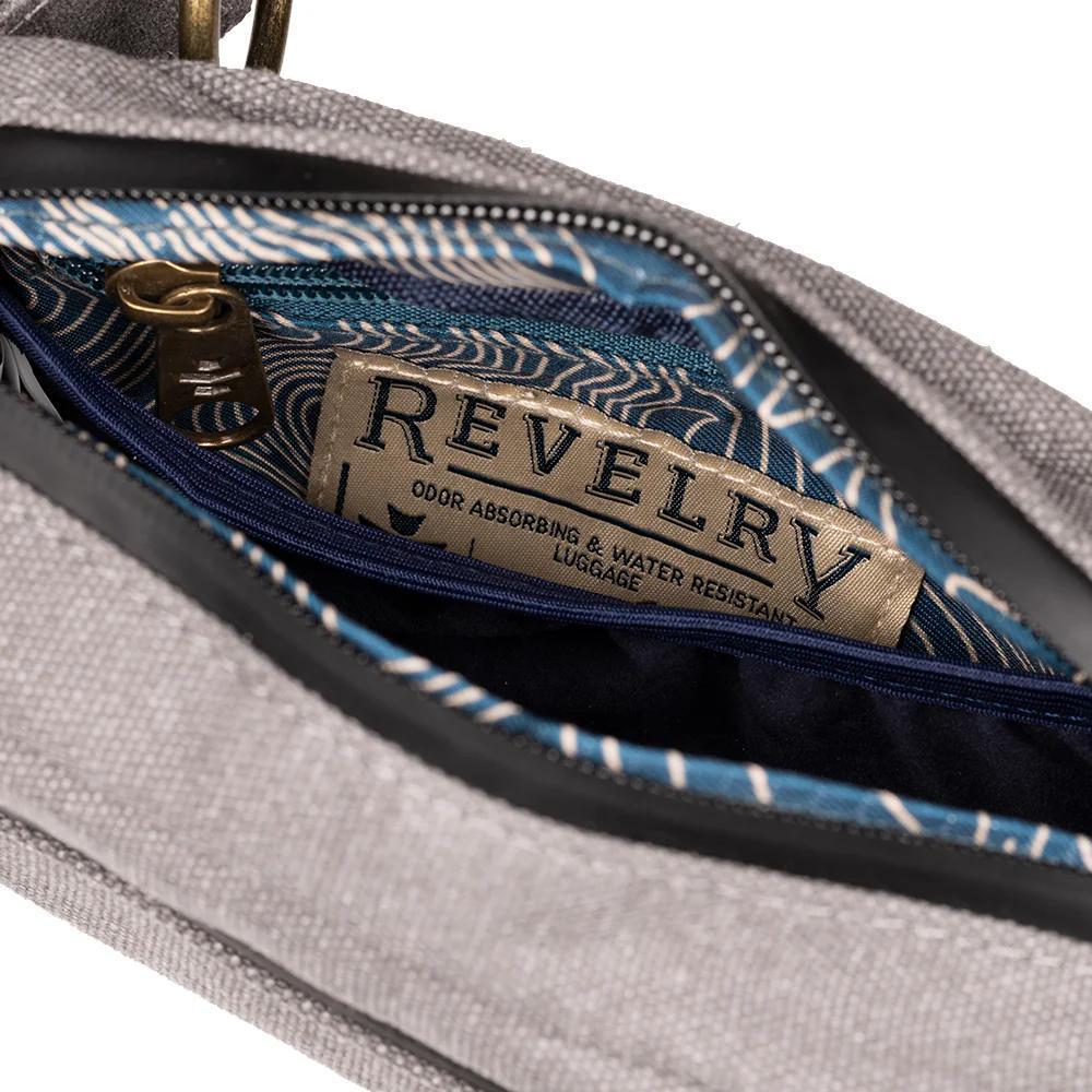 Reverly | Smell Proof Crossbody Bag interior view showing odor absorbing and water-resistant features