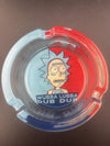 Rick and Morty Glass Ash Tray featuring Rick with WUBBA LUBBA DUB DUB design in colorful glass.