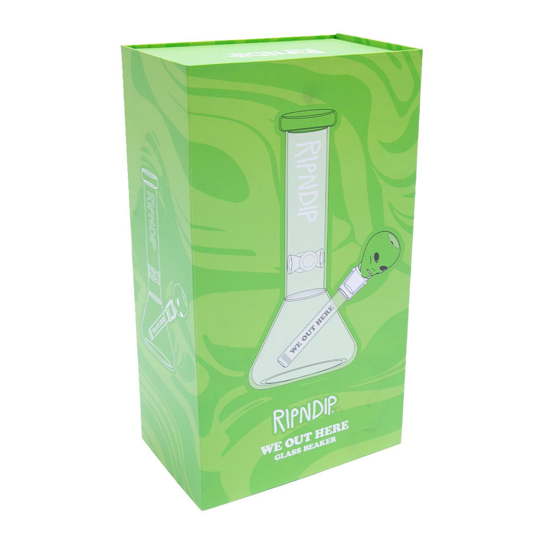 RipNDip We Out Here Beaker package featuring vibrant green design and alien graphic.