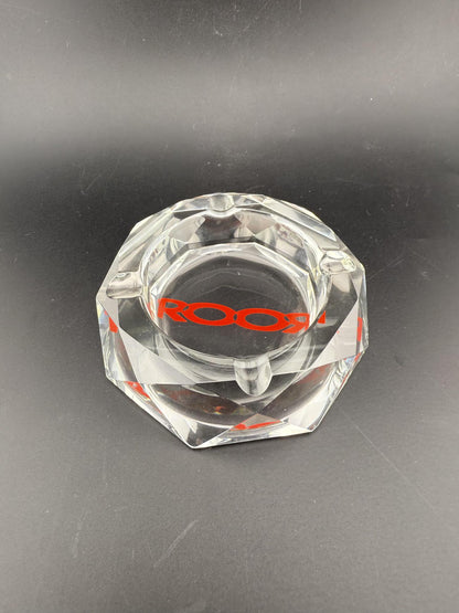 ROOR Ashtray - Crystal Cut, high-quality crystal glass ashtray with precision-cut design and ROOR logo.