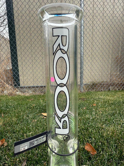 ROOR Glass 14" Beaker 50x5mm Collector Series Beaker - Smoke displayed on grass.