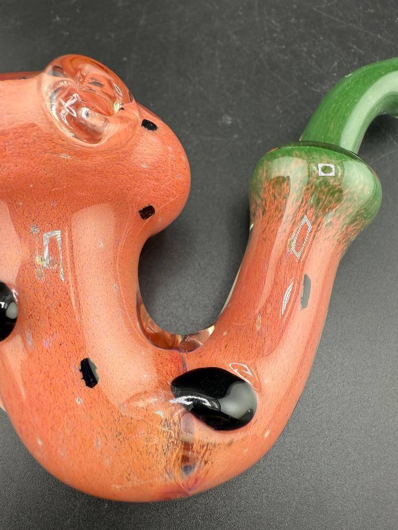 Rosie Works Glass Sherlock Pipe - Watermelon Seeds Included with watermelon design and embedded seeds.