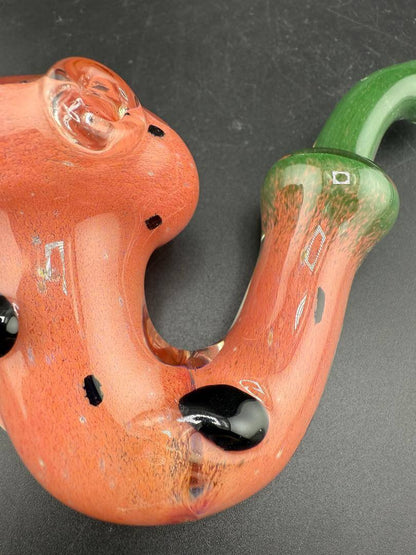 Rosie Works Glass Sherlock Pipe - Watermelon Seeds Included with watermelon design and embedded seeds.