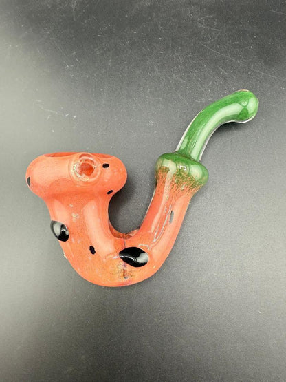 Rosie Works Glass Sherlock Pipe - Watermelon Seeds Included, playful watermelon design, smooth airflow, functional art.