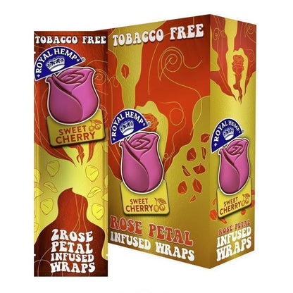 Royal Blunts Blunts N Roses Infused Wraps packaging displaying rose petal infused wraps with cherry flavor.