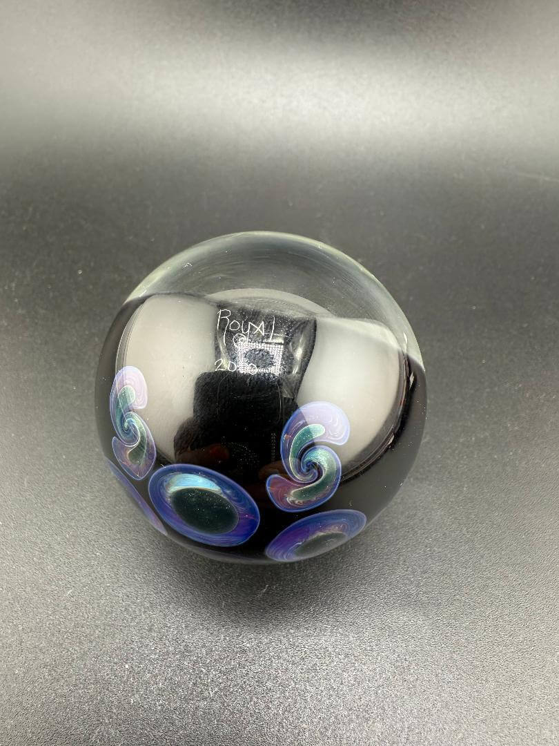 Royals Glass OG Dichoric Wig Wag XL 50mm marble featuring vibrant colors and opal accents.