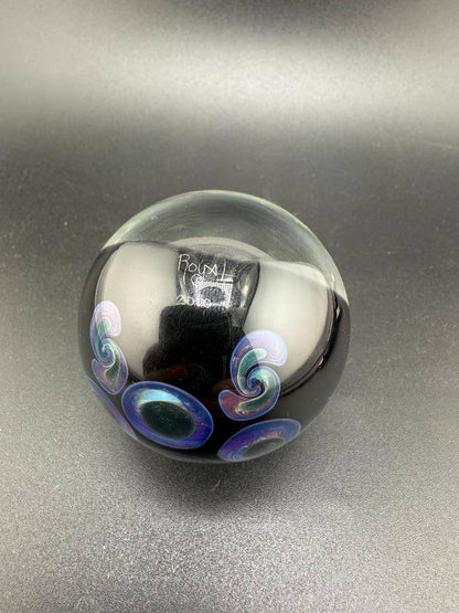 Royals Glass OG Dichoric Wig Wag XL 50mm marble featuring vibrant colors and opal accents.