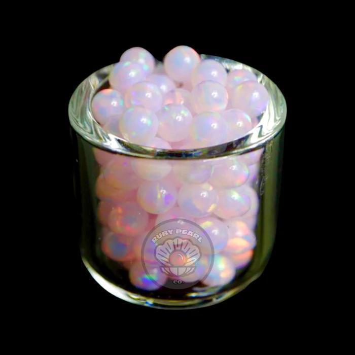 Ruby Pearl Co Terp Pearls – Opal 3mm in a glass container for optimal airflow and vapor distribution.