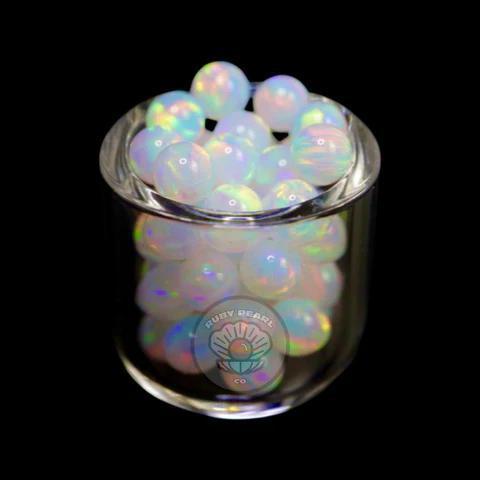 Ruby Pearl Co Terp Pearls – Opal 4mm in a glass jar featuring vibrant colors and smooth performance.