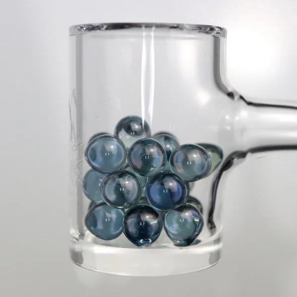 Ruby Pearl Co Terp Pearls – Ruby & Sapphire 6mm AAA Lab-Grown Gemstones (2-Pack) in quartz banger bowl.