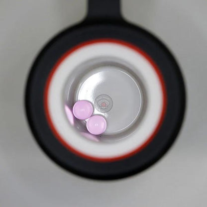 Ruby Pearl Co Terp Pearls – Ruby & Sapphire 4mm AAA Lab-Grown Gemstones (2-Pack) viewed from the top.