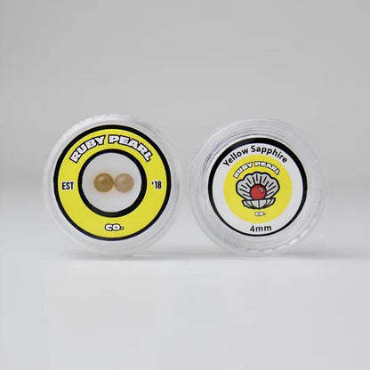 Ruby Pearl Co Terp Pearls – Ruby & Sapphire 4mm AAA Lab-Grown Gemstones (2-Pack) packaging image