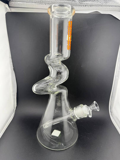 Ruckus Glass 14" Zinger Beaker 14mm 45° - Premium glass rig with zong design for smooth hits and optimal airflow.