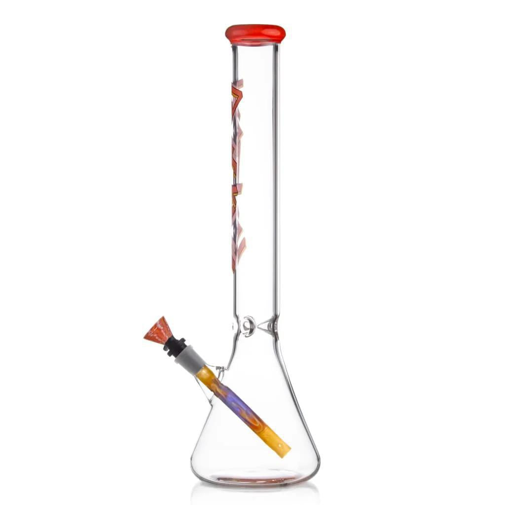 Ruckus Glass 18" Beaker Slayer Series Flower Piece with orange and yellow accents.