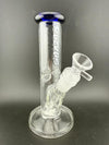 Ruckus Glass 7" Mini Straight Tube 14mm 45° in clear glass with blue accents and removable downstem.