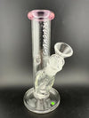 Ruckus Glass 7" Mini Straight Tube 14mm 45° with pink accents, sleek design and removable downstem.