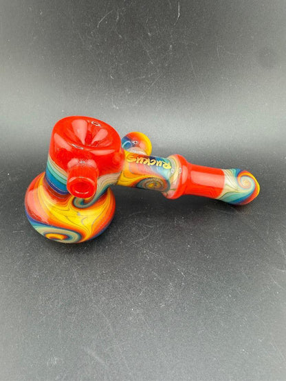 Ruckus Glass Bubbler - 5" Wig Wag in vibrant colors featuring swirling patterns and ergonomic design.