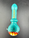 Ruckus Glass Hand Pipe -5" Wig Wag Cap in teal showcasing unique design and vibrant colors.