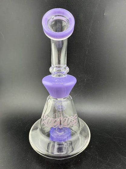 Ruckus Glass Purple Bent Neck Rig 14mm 90° with sleek design and vibrant purple accents.