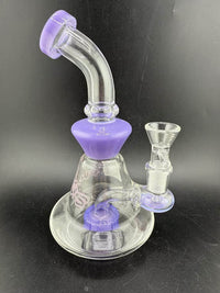 Ruckus Glass Purple Bent Neck Rig 14mm 90° with sleek design and purple accents for smooth hits.