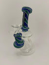 Ruckus Glass Swirl Bent Neck Banger Hanger Rig 14mm 90° showcasing vibrant colors and intricate design.