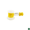 Ruckus Glass Worked Hammer Pipe in yellow with bold line work and comfortable design. Perfect for collectors.