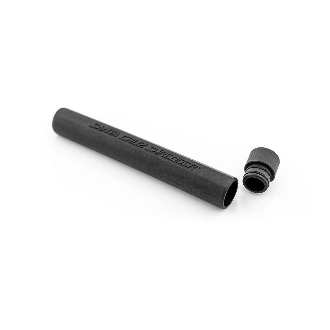 Santa Cruz Shredder J Tube Holder in black, featuring an airtight cap for secure storage.