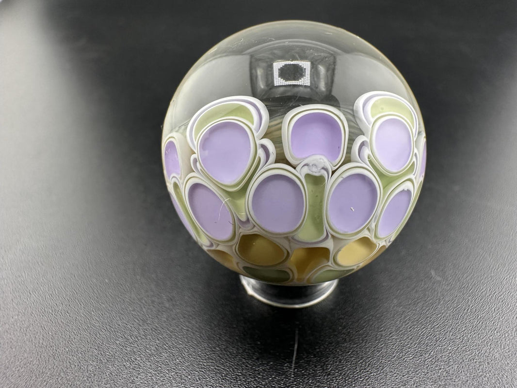 SBJ Glass Marble Heady - Dot Stack showcasing vibrant dot pattern and high-quality borosilicate glass craftsmanship.