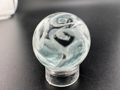 SBJ Glass Marble - Simple White Wisp .75" beautifully crafted with delicate white wisps in clear glass.
