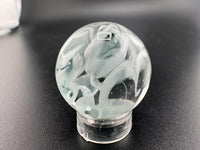 SBJ Glass Marble - Simple White Wisp .75" showcasing delicate white wisps in clear borosilicate glass.