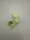 SBJ Glass Slurper Set includes a round glass slurper, dab tools, and a vibrant green concentrate container.