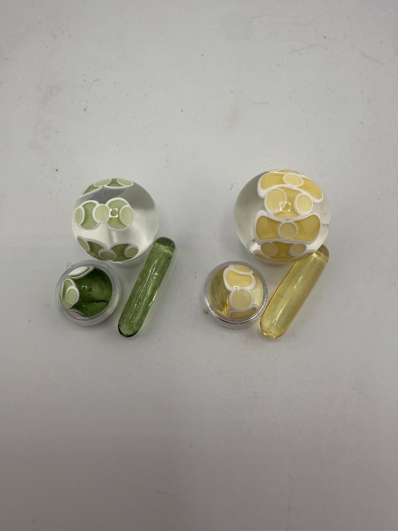 SBJ Worked Slurper Set featuring colorful glass marbles and matching slurper accessories for enhanced user experience.