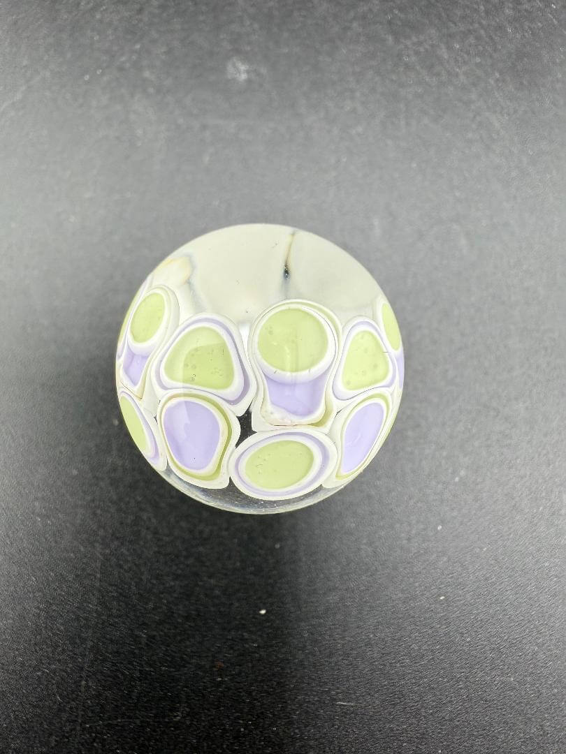 Silacious Boro Jockey (SBJ) Glass Marble Fancy Dot Stack Over Clear Approx. 1" decorative art piece.