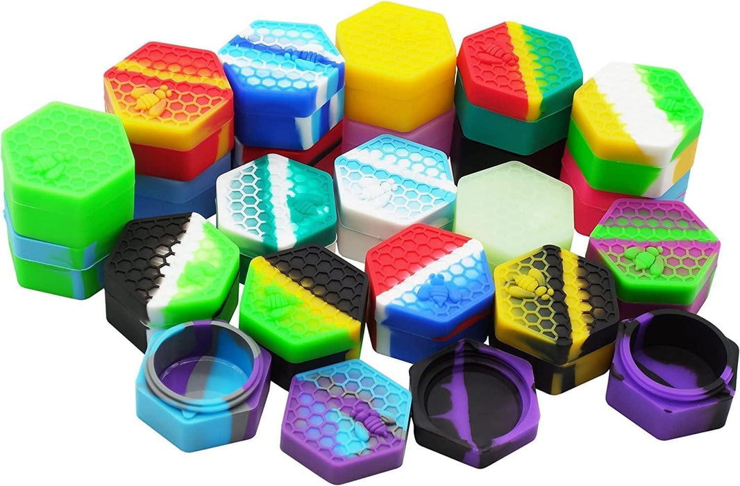 Colorful Silicone Slick - Honeycomb Wax Containers in various designs and sizes, ideal for storage and organization.