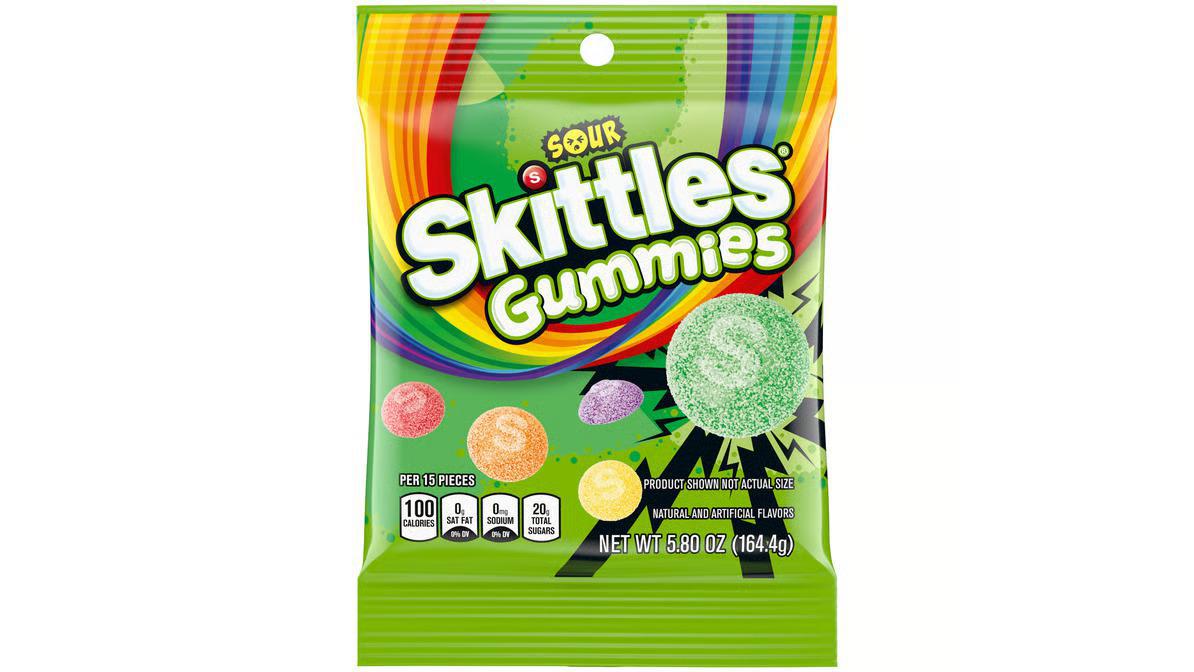 Skittles Gummies 5.80oz - Sour flavor chewy candy packed with fruity taste in a vibrant bag.