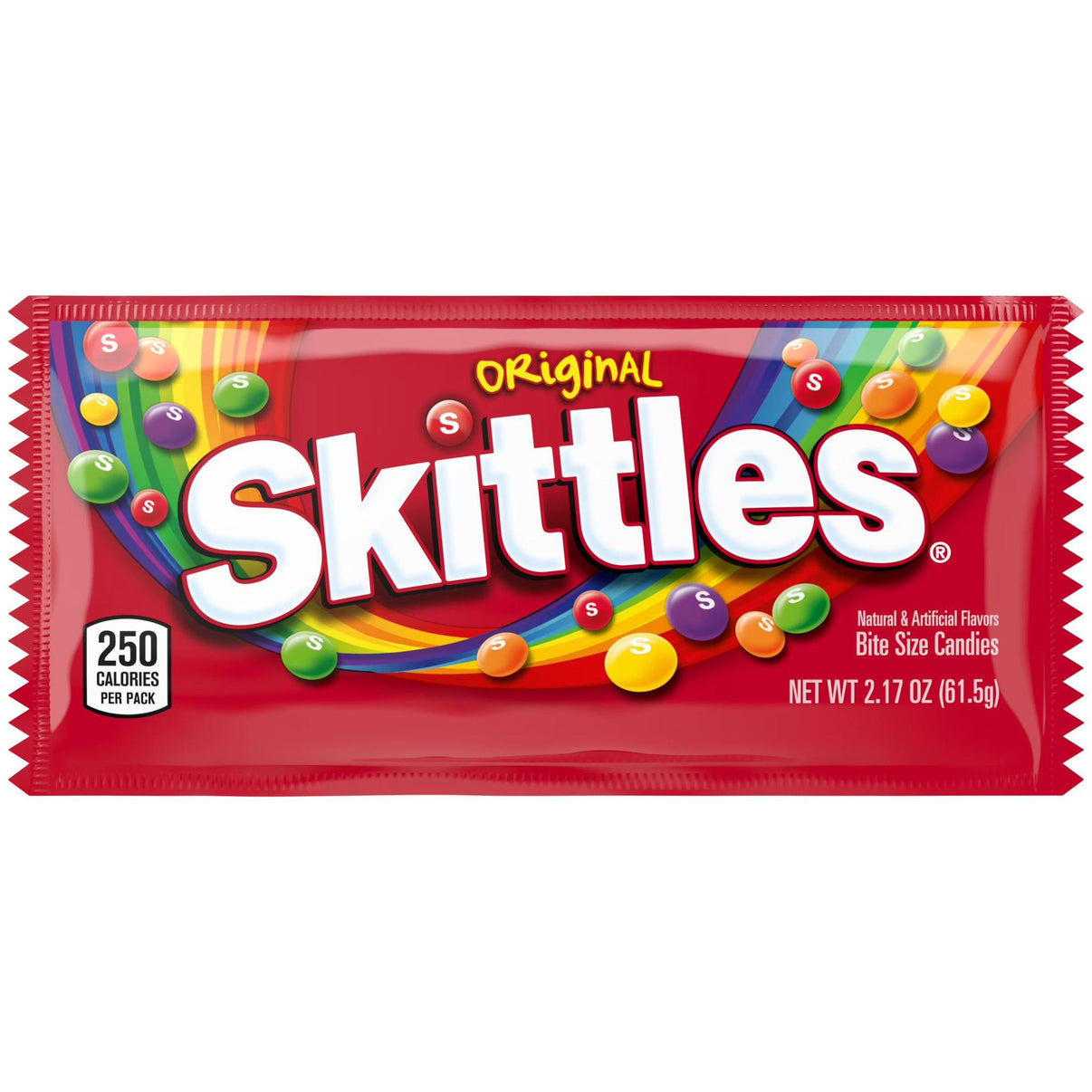 Original Skittles candy packaging with vibrant colors and fruity flavors, perfect for sharing and snacking.