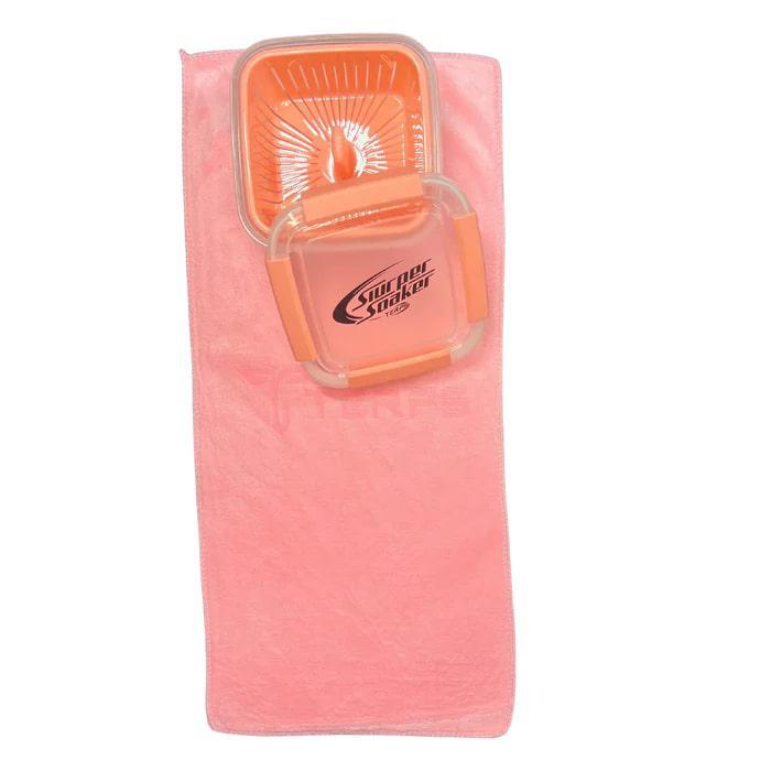 Slurper Soaker Terp Slurper Banger Cleaning Basket on a pink cleaning cloth.