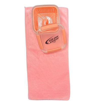 Slurper Soaker Terp Slurper Banger Cleaning Basket on a pink cleaning cloth.