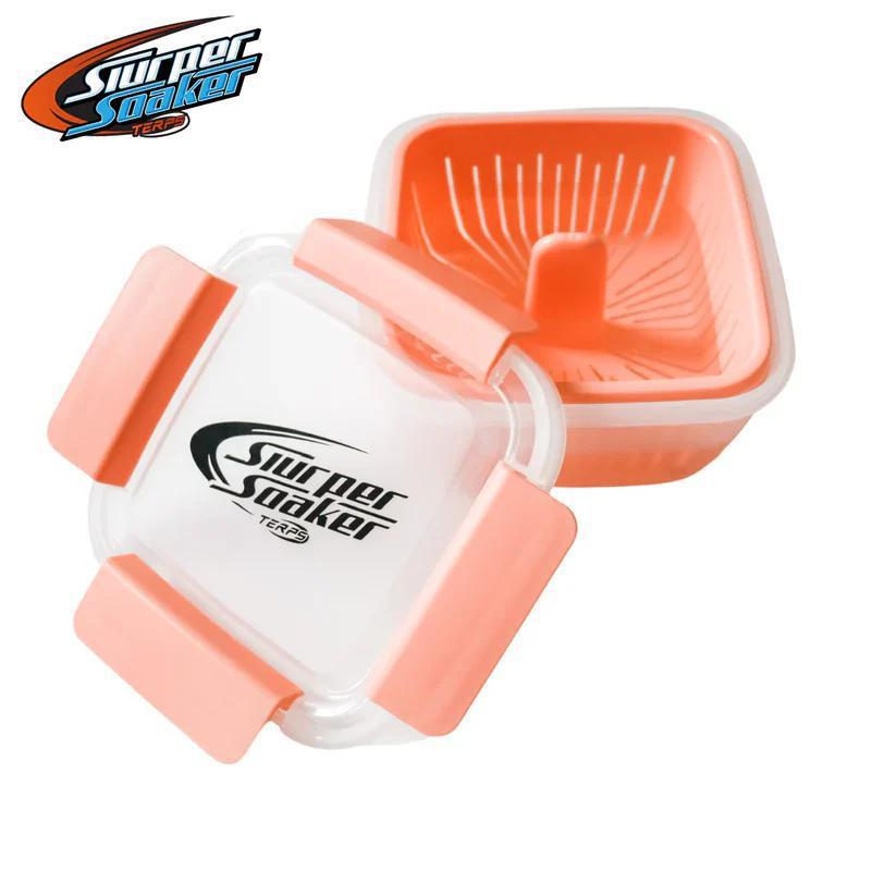 Slurper Soaker Terp Slurper Banger Cleaning Basket in orange, premium quartz cleaning container for glass accessories.