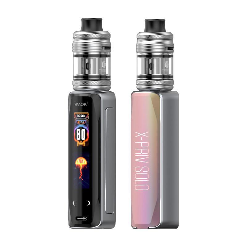 Smok X-PRIV Solo Kit showcasing a sleek design, dual-screen display, and TF-D SubTank for a premium vaping experience.