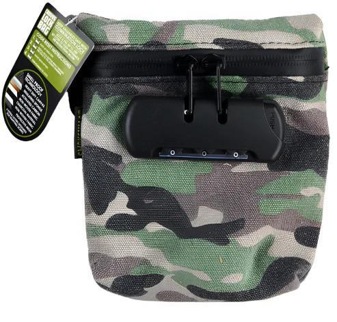 SmokeZilla Canvas Bag w/ Built in Lock in camo design with built-in lock for secure storage and odor-proof features.