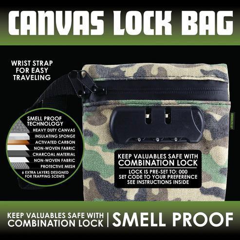 SmokeZilla Canvas Bag w/ Built in Lock - Durable, odor-proof storage bag with combination lock for secure travel.