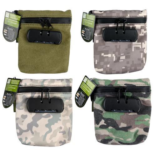 SmokeZilla Canvas Bag w/ Built in Lock collection in four colors: green, gray digital, light camo, and dark camo.