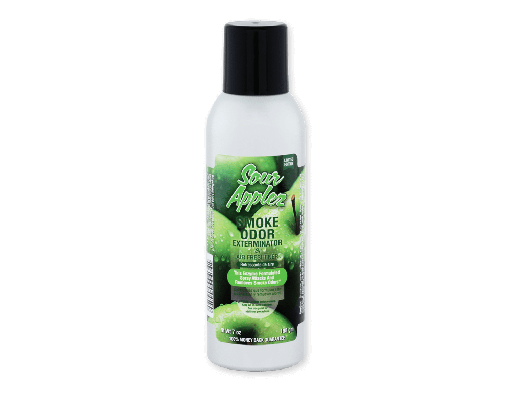 7oz Smoke Odor Exterminator in Sour Apple scent for fast-acting odor elimination of smoke and pets.