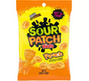 Sour Patch Kids Peach flavored fruit-shaped gummies in a soft and chewy candy bag.