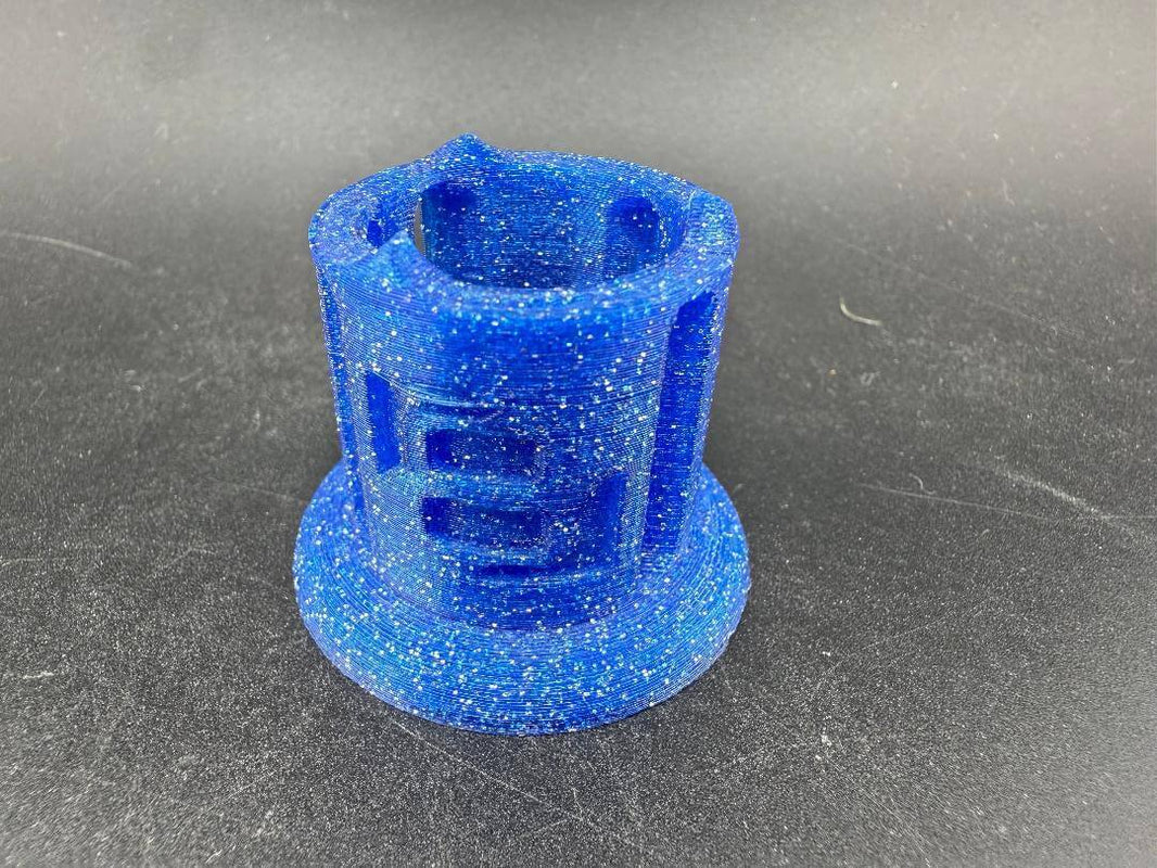 Str8 Carb Cap Stand - 3D Printed Medium in vibrant blue color, ideal for airflow control and marble display.