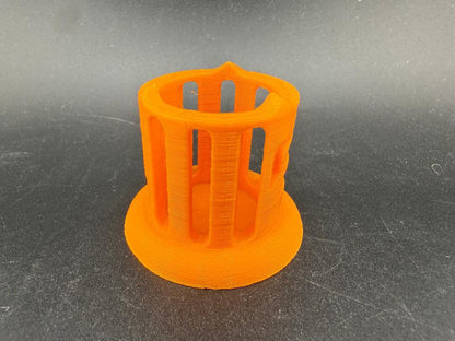 Str8 Carb Cap / Marble Stand - 3D Printed Large in bright orange color, showcasing its unique design and functionality.